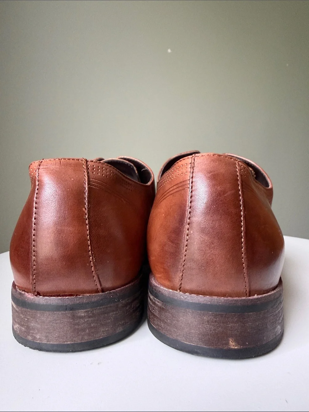 Kenneth Cole Reaction Brown Leather Oxford Dress Shoes perforated Toe cap Size11